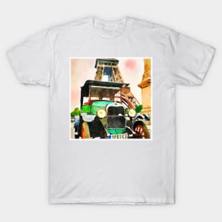 Antique Car with Eiffel Tower T-Shirt